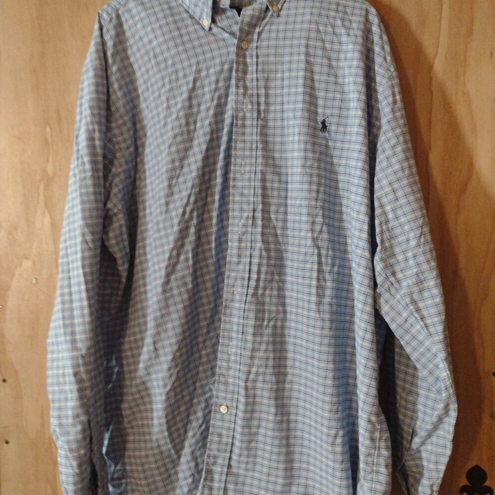 Ralph Lauren long sleeve 2lt/2xlt men's shirt light blue squares